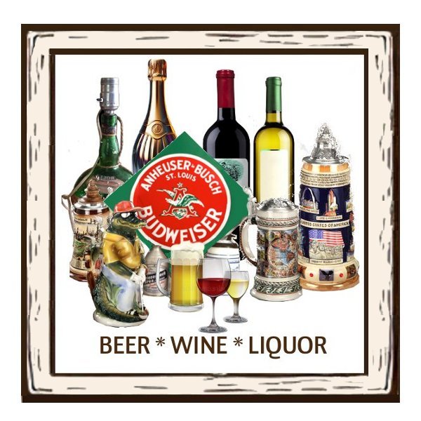 Beer, Liquor, Wine, Tobacco collectibles and memorabilia