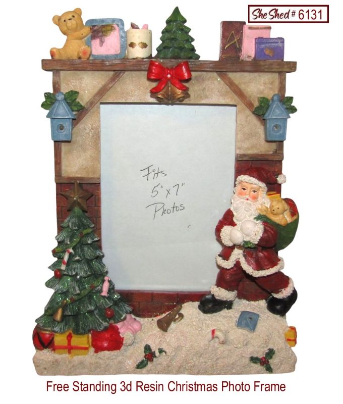 3D Resin Christmas Picture Frame Santa Tree 5x7 Photo Battery Operated Decor