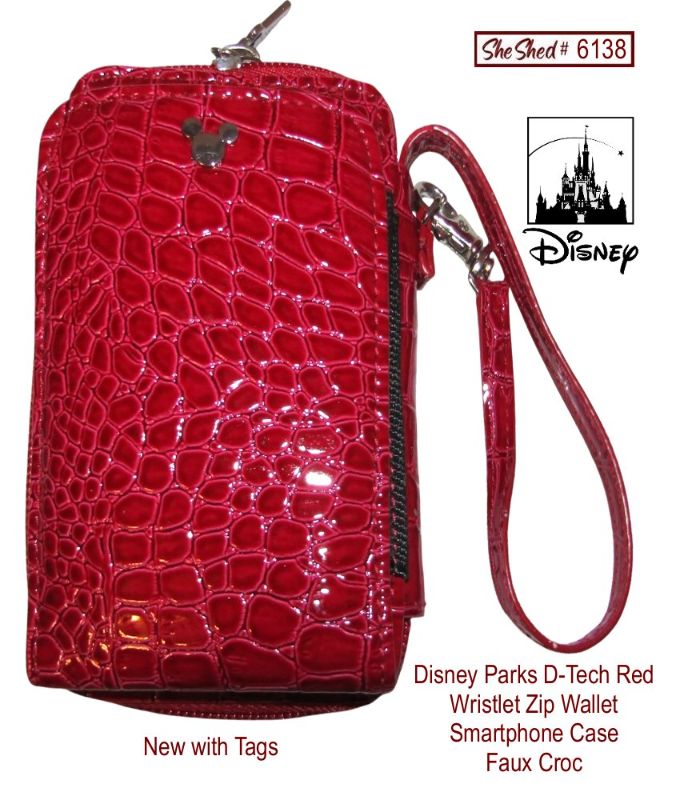 Disney Parks D-Tech Red Faux Croc Smartphone Case Wristlet Wallet NWT