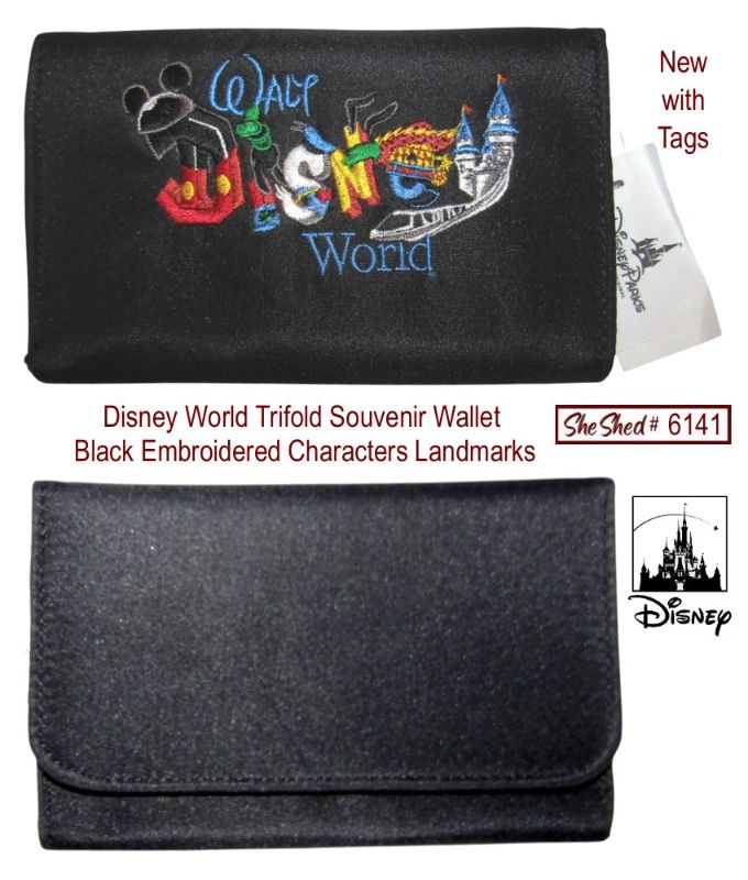 Walt Disney World 2010 Embroidered Characters Trifold Souvenir Wallet NWT