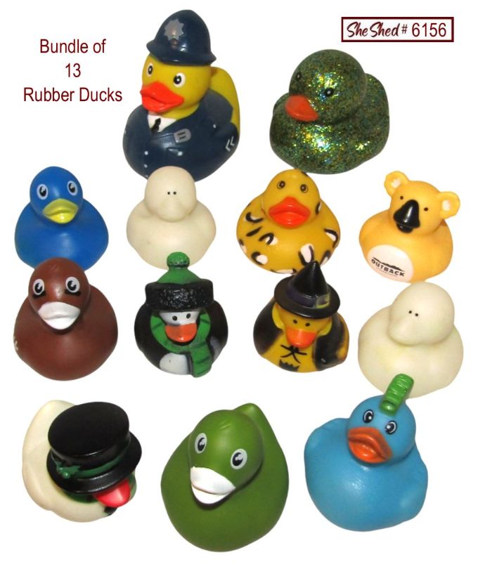 Lot 13 Rubber Ducks Assorted Novelty Holiday Sports Police Koala Bath JEEP Toys 
