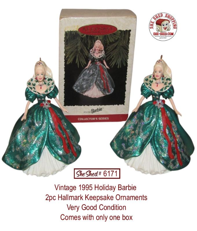1995 Hallmark Holiday Barbie Keepsake Ornament Lot of 2 Collector Series