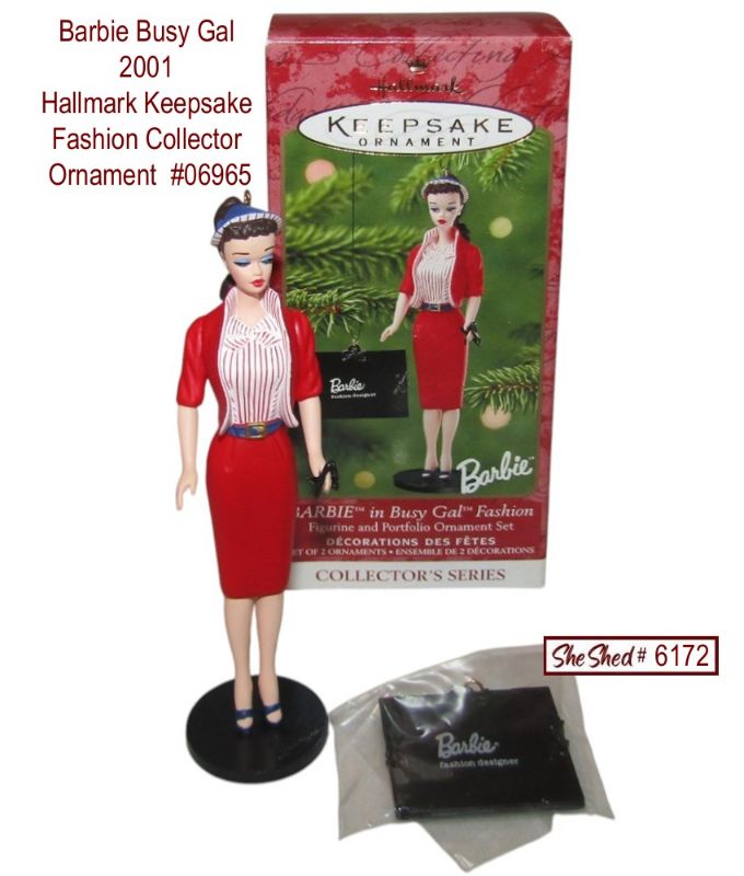 2001 Hallmark Barbie Busy Gal Fashion Keepsake Ornament 8th in Series 06965