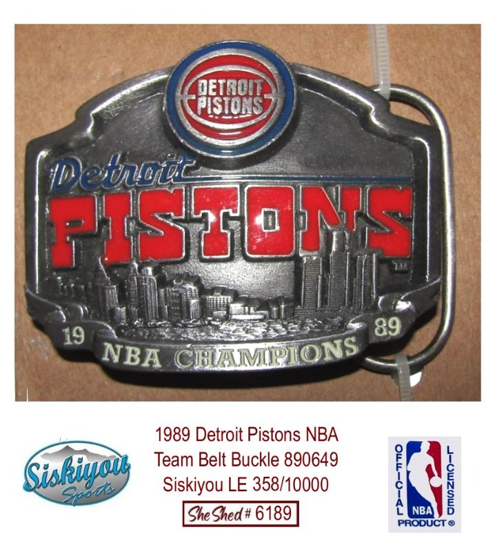 1989 Detroit Pistons NBA Champions Team Belt Buckle 890649 Siskiyou LE 358/10000