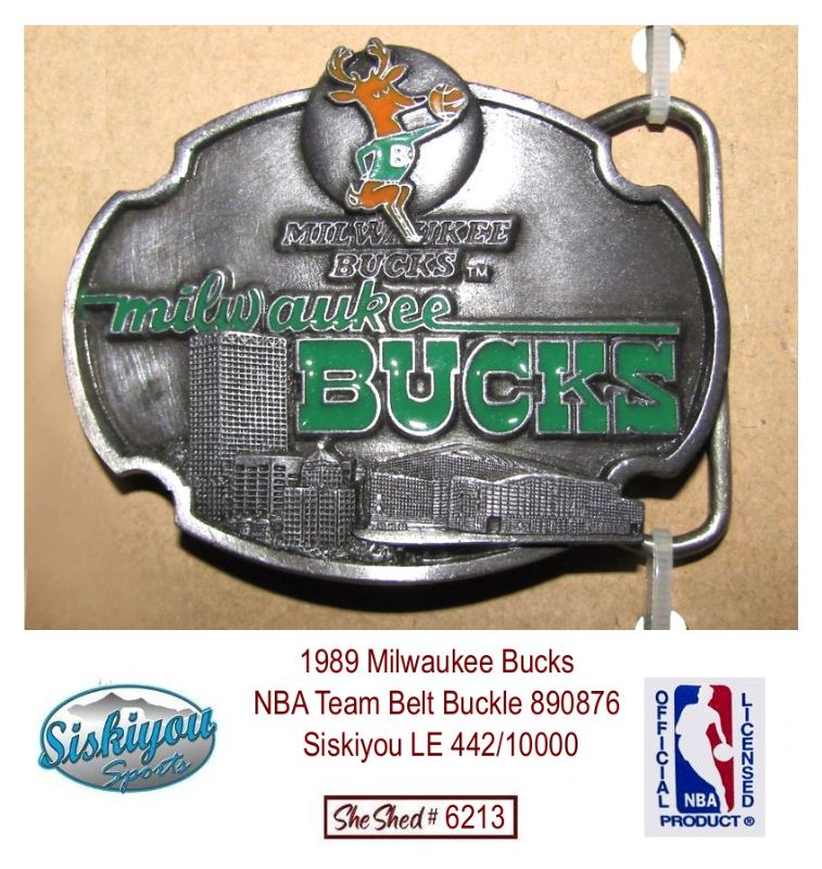 1989 Milwaukee Bucks NBA Team Belt Buckle 890876 Siskiyou LE 442/10000