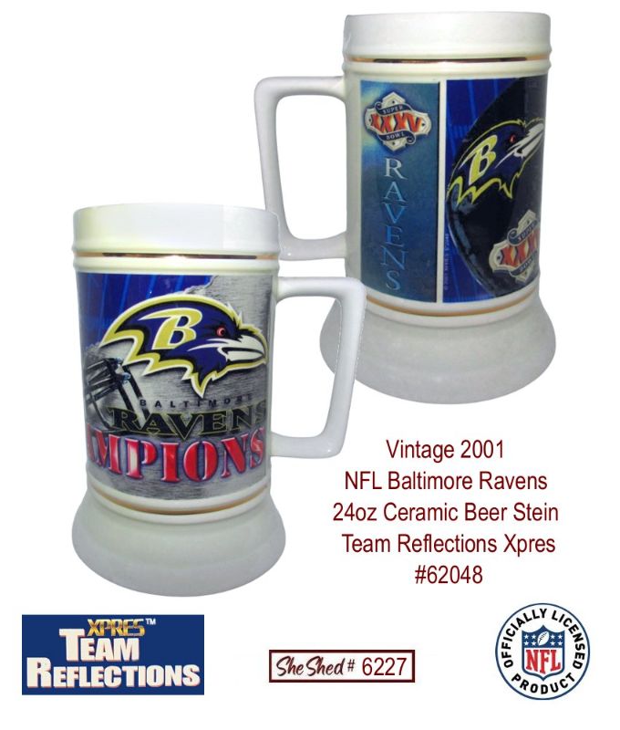 Baltimore Ravens Super Bowl XXXV Champs Beer Stein Team Reflections Xpres 62048