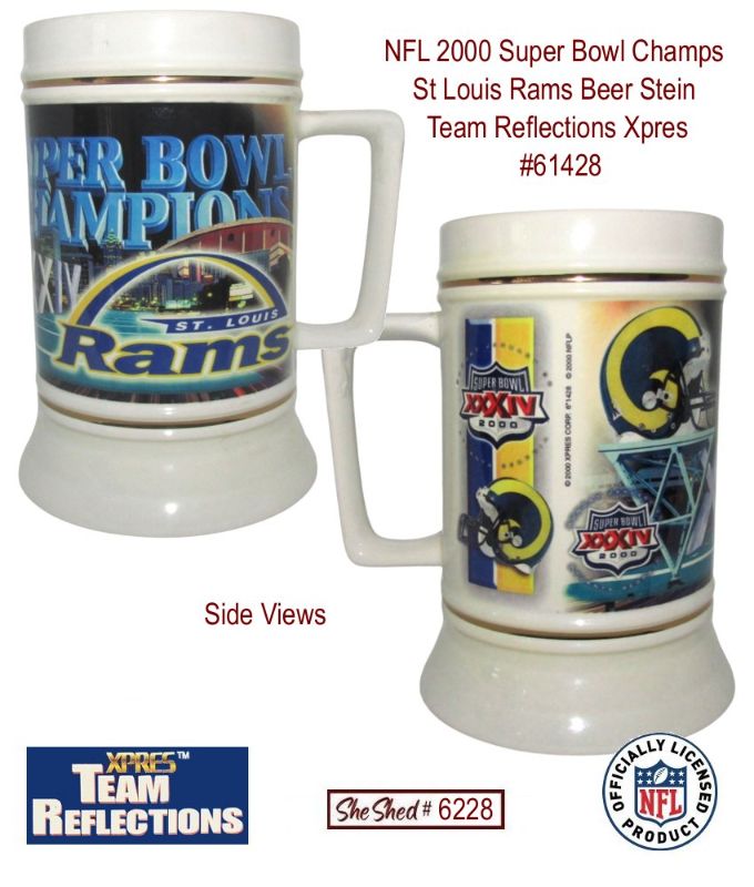 NFL 2000 Super Bowl Champs St Louis Rams Beer Stein Team Reflections Xpres 61428