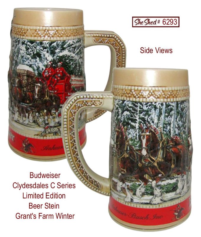 Budweiser Clydesdales C Series Limited Edition Beer Stein Grant's Farm Winter